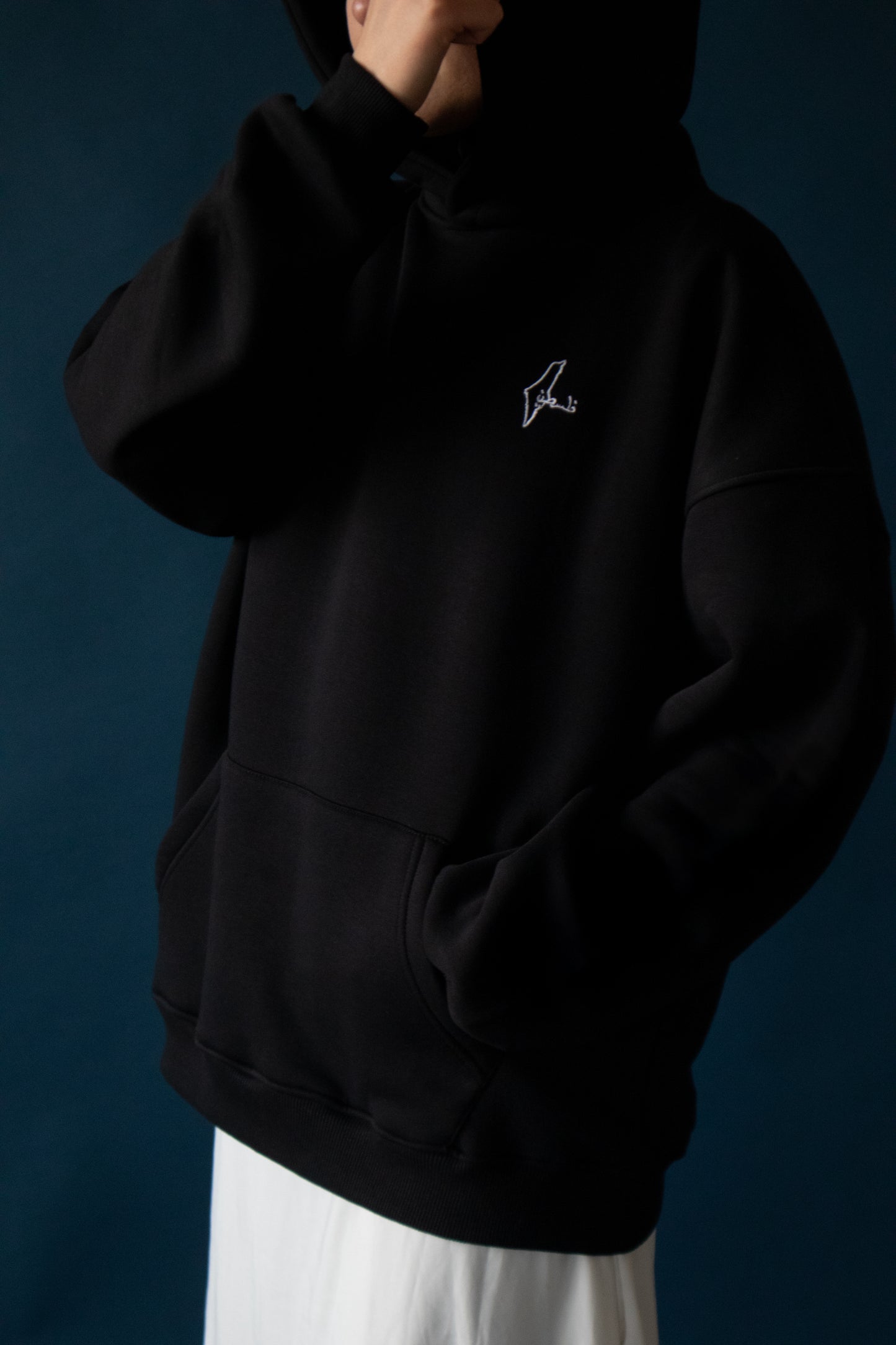 Premium Oversized Hoodie black 'Map of Palestine Embroidery'