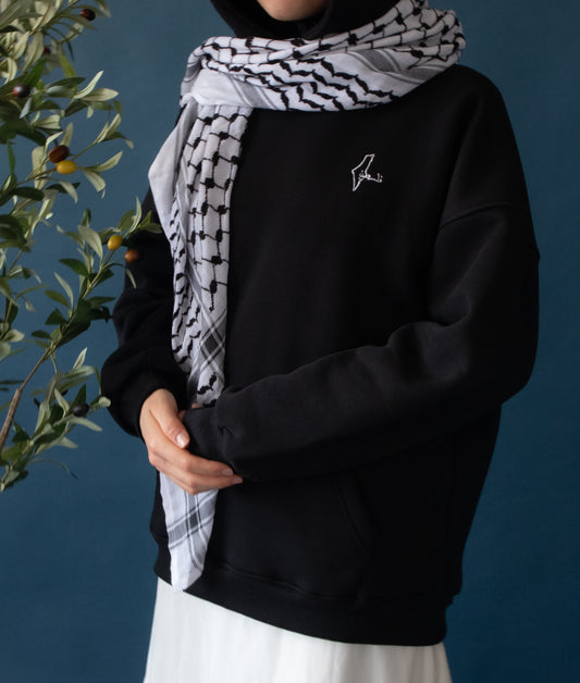 Premium Oversized Hoodie black 'Map of Palestine Embroidery'