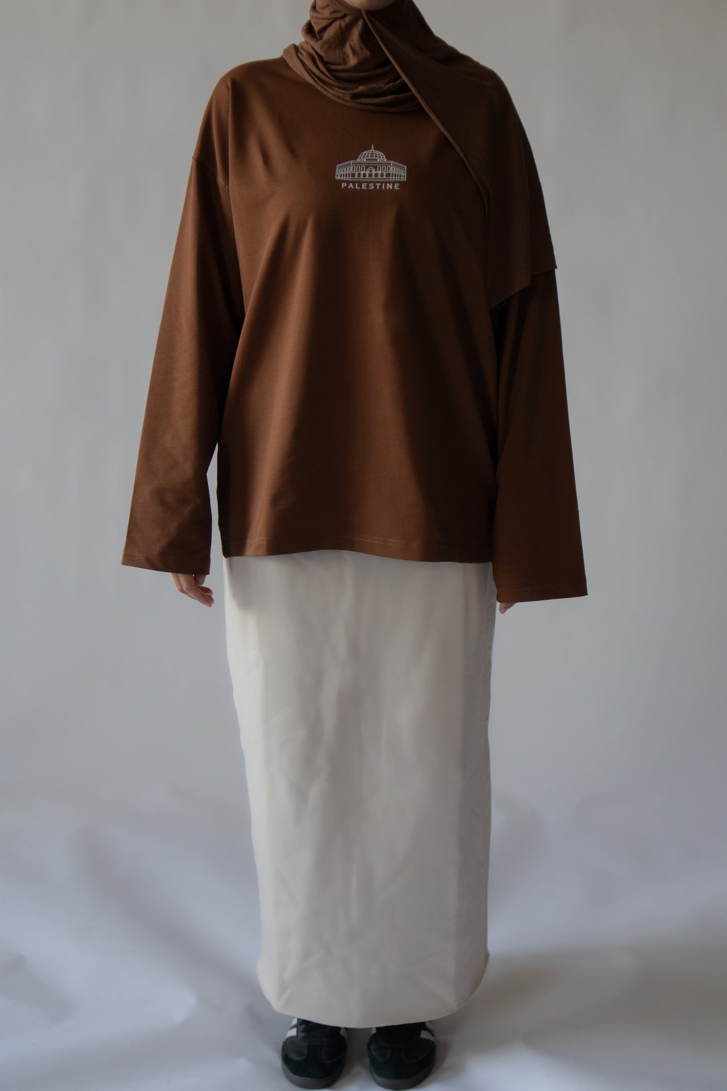 Premium Long Sleeve Shirt 'Al-Aqsa Mosque, Palestine' brown