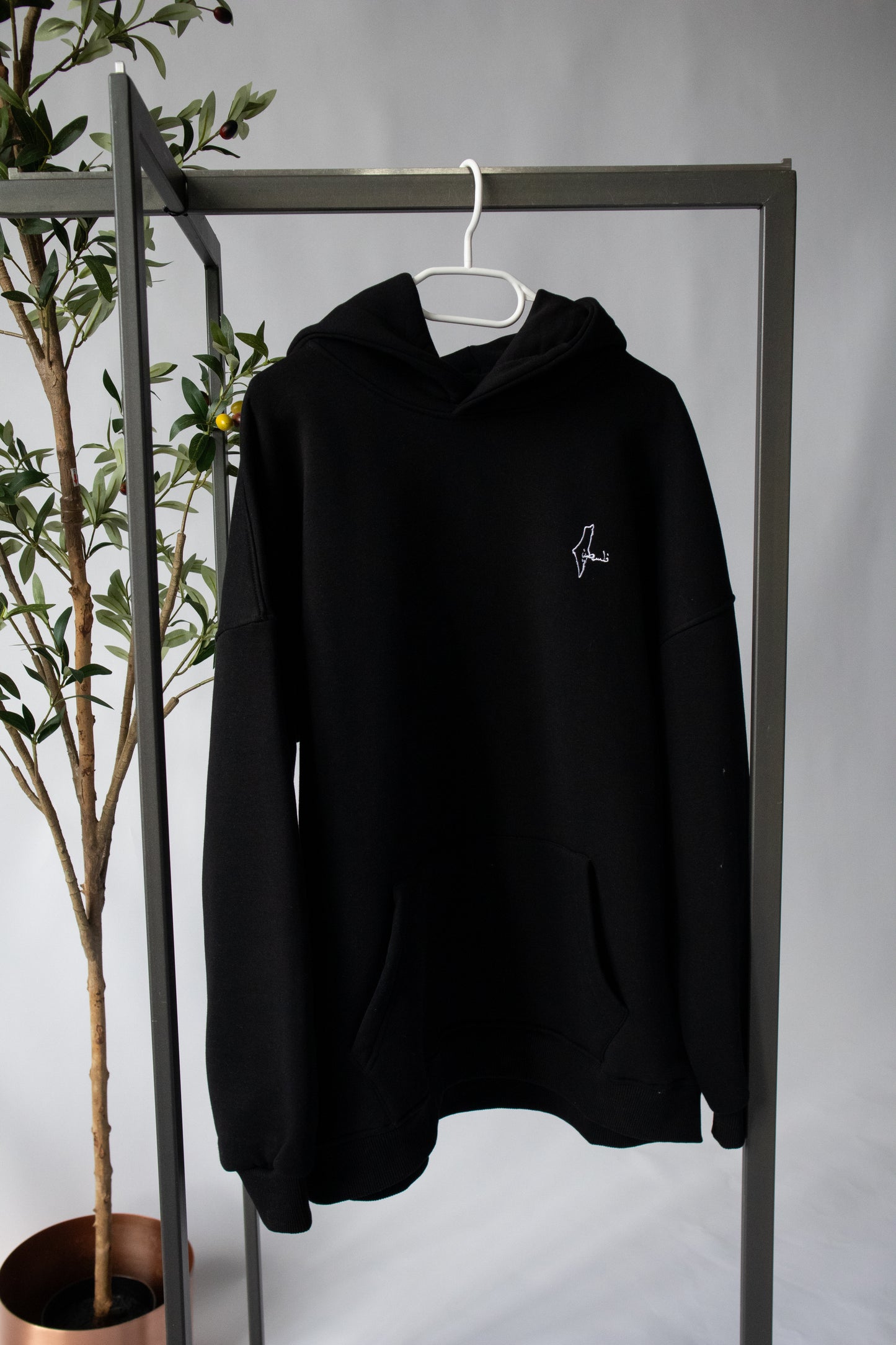 Premium Oversized Hoodie black 'Map of Palestine Embroidery'