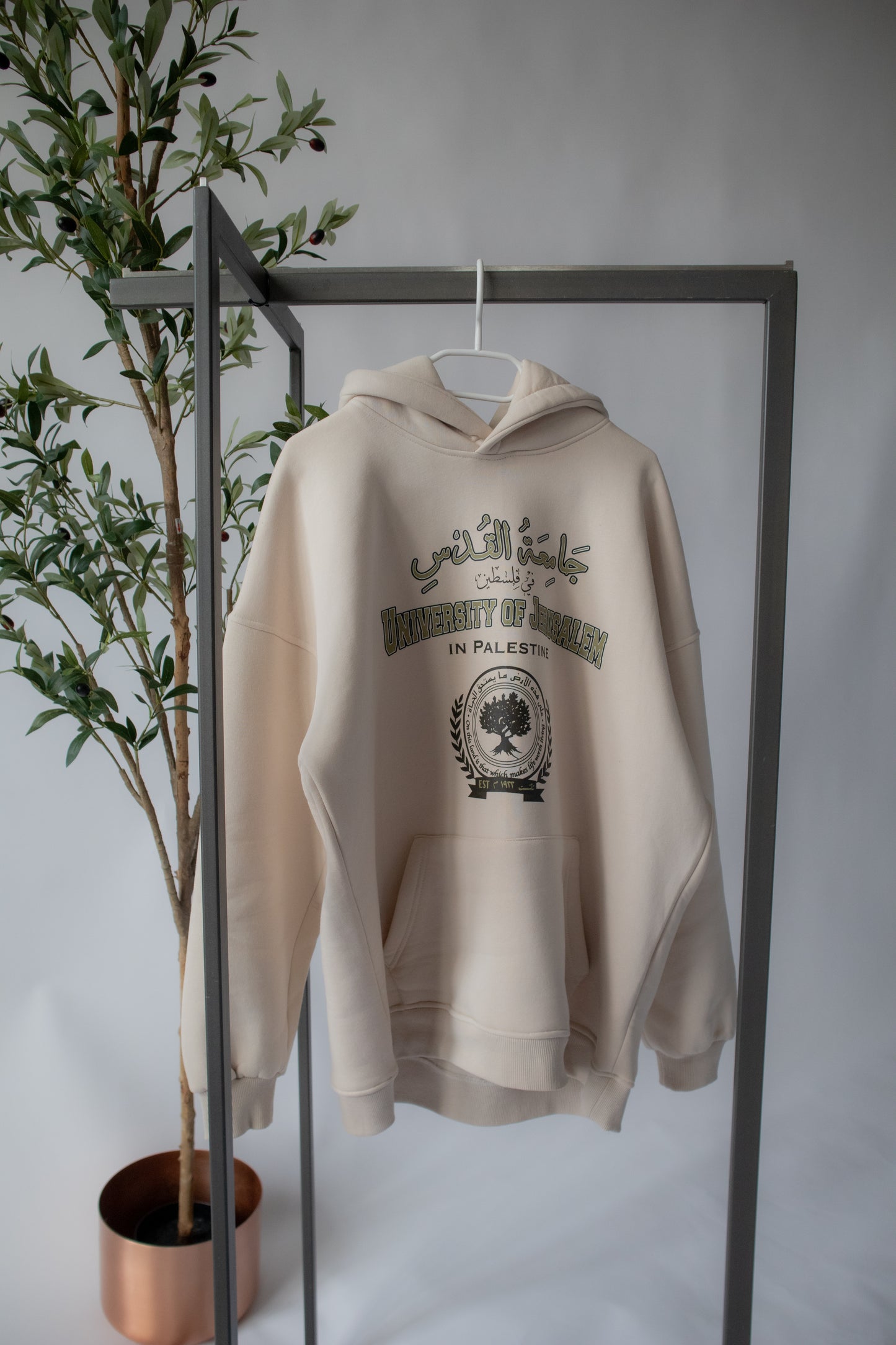 'University of Jerusalem' Oversized Hoodie beige