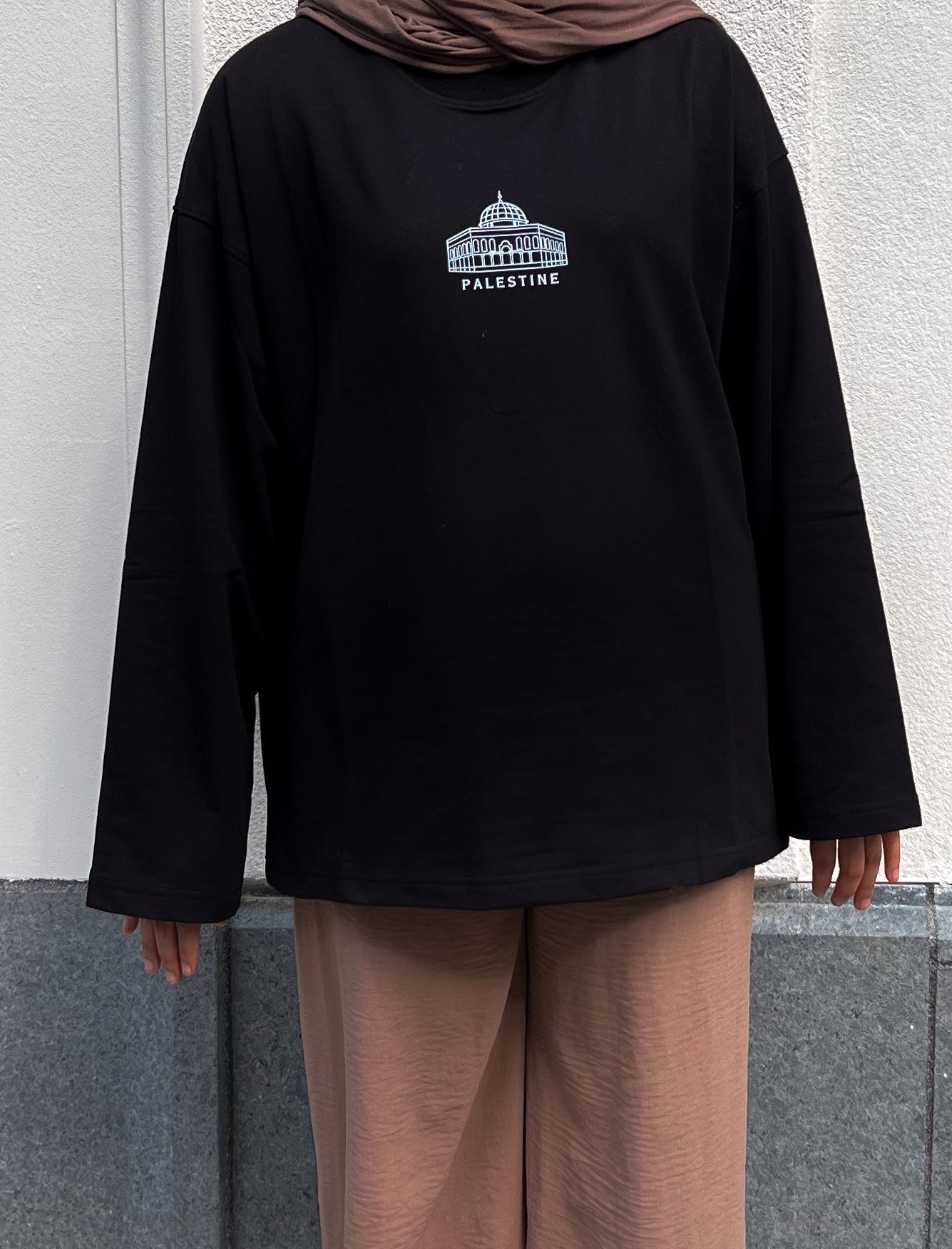 Premium Long Sleeve Shirt 'Al-Aqsa Mosque, Palestine' black